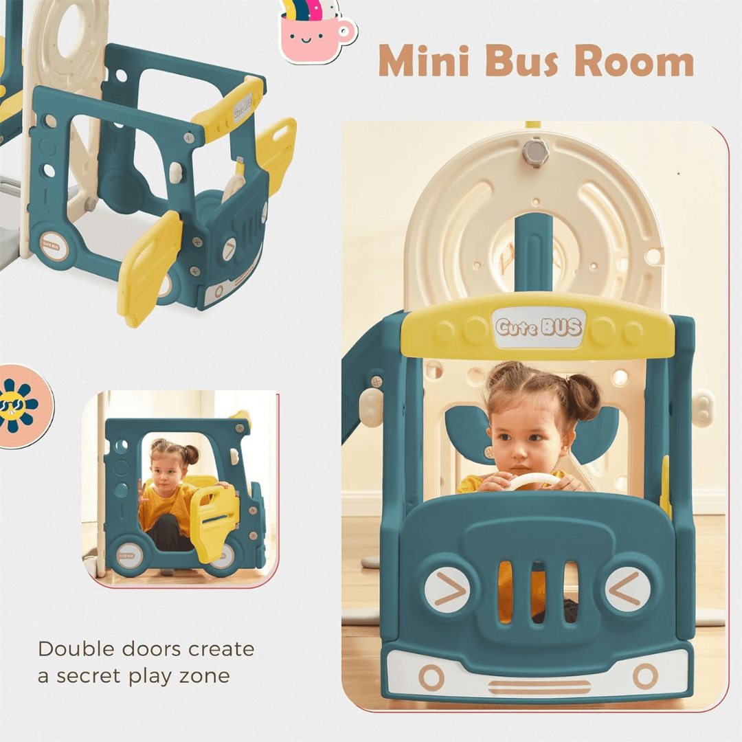 Ultimate 5-in-1 Toddler Playground: Indoor/Outdoor Slide and Swing Set with Basketball Hoop