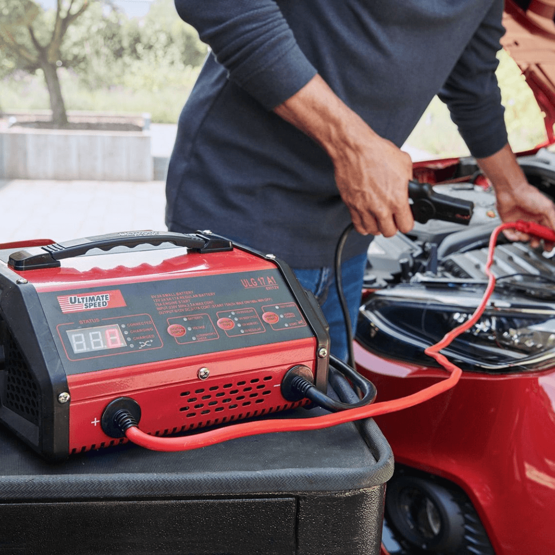 ULTIMATE SPEED® Car Battery Charger with Starting Aid