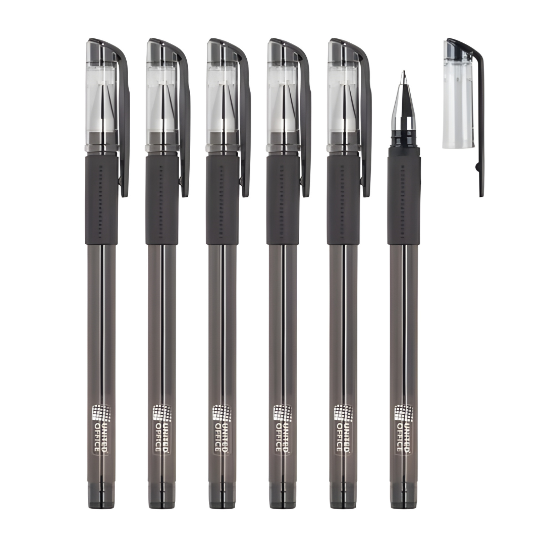 United Office® 6pc Gel Pen Set | 0.5mm Fine Precision