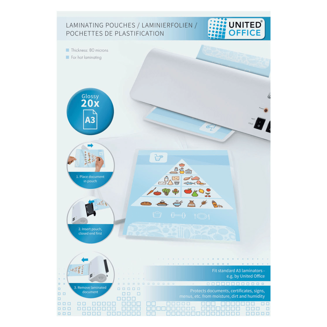 United Office Laminating Pouches A3 Lebanon"
