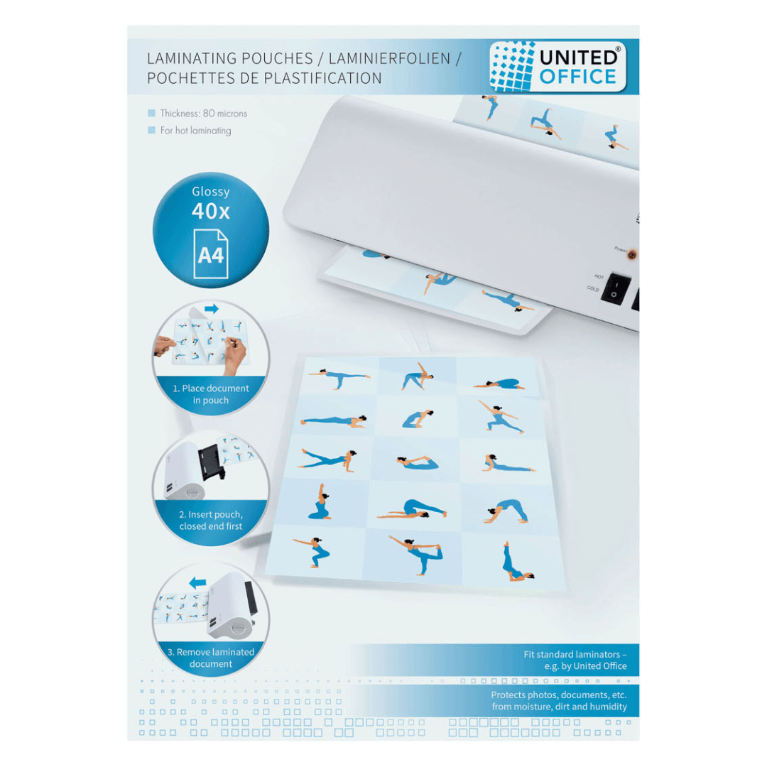 United Office Laminating Pouches A4 Set Of 40 Lebanon"
