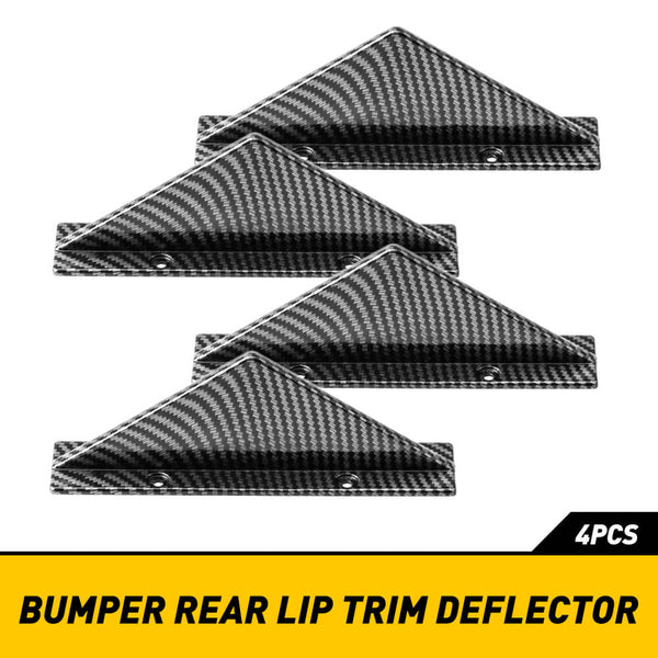 Universal Black/Carbon Fiber Shark Fin Rear Bumper Diffuser for Cars 4pcs - Medaid International