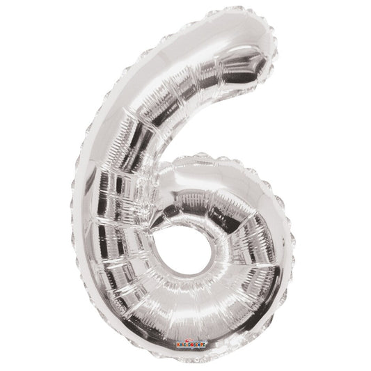 SD Large Number Silver"6 "Foil Balloons   | SD in Lebanon