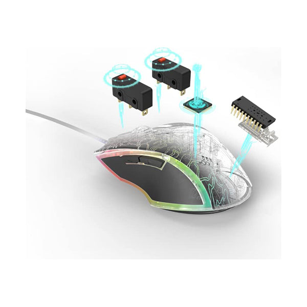 uRage Reaper 220 Illuminated Gaming Mouse - Non-Slip Wired Gaming Mouse with Omron Click Switches, 4800 dpi Avago Sensor and 6 Programmable Buttons
