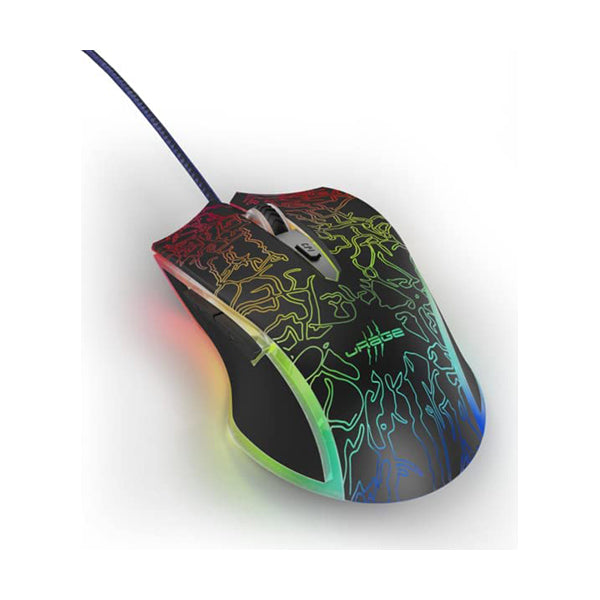 uRage Reaper 220 Illuminated Gaming Mouse - Non-Slip Wired Gaming Mouse with Omron Click Switches, 4800 dpi Avago Sensor and 6 Programmable Buttons
