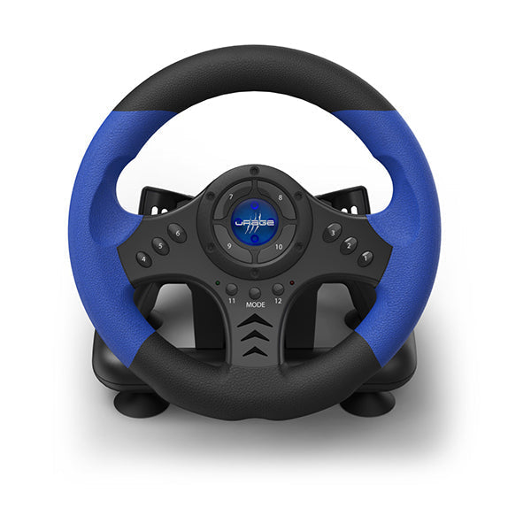 uRage GripZ 500 Gaming Racing Wheel, PC, Rubber Coated Grips, Dual Vibration, Pedal Unit