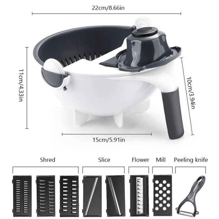 Smart Vegetable Slicer & Strainer Bowl | 9-in-1 - Medaid International