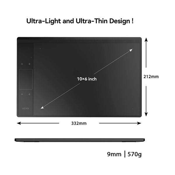VEIKK A30 V2 Drawing Tablet 10×6 Inch Graphics Tablet with Battery-Free Pen and 8192 Professional Levels Pressure