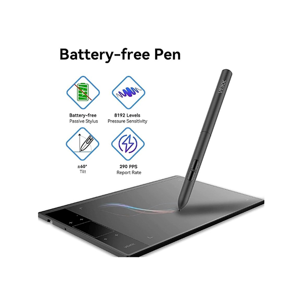 VEIKK A30 V2 Drawing Tablet 10×6 Inch Graphics Tablet with Battery-Free Pen and 8192 Professional Levels Pressure
