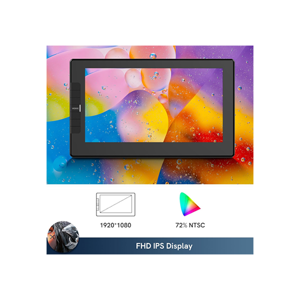 VEIKK Studio VK1200 Pen Display Drawing Tablet Screen, 11.6 Inch Full-Laminated Graphic Drawing Monitor, Battery-Free Pen and Tilt Function, 6 Customized Keys, Anti-glare Glass (Must be Connected to a PC to Work