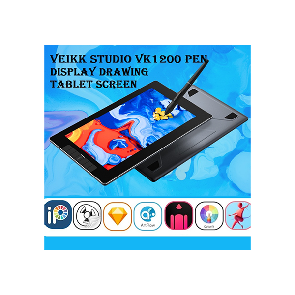 VEIKK Studio VK1200 Pen Display Drawing Tablet Screen, 11.6 Inch Full-Laminated Graphic Drawing Monitor, Battery-Free Pen and Tilt Function, 6 Customized Keys, Anti-glare Glass (Must be Connected to a PC to Work