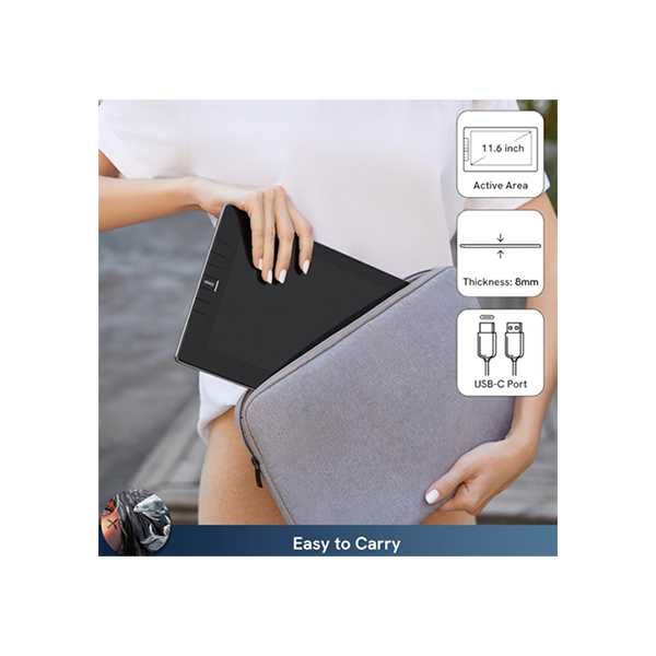 VEIKK Studio VK1200 Pen Display Drawing Tablet Screen, 11.6 Inch Full-Laminated Graphic Drawing Monitor, Battery-Free Pen and Tilt Function, 6 Customized Keys, Anti-glare Glass (Must be Connected to a PC to Work