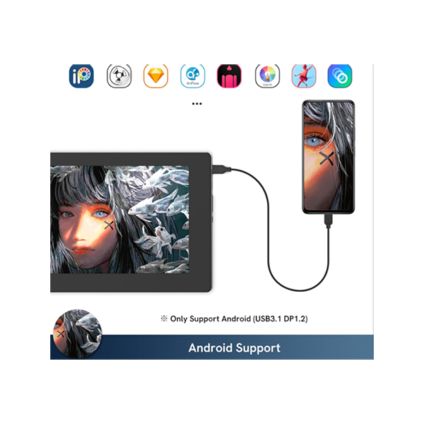 VEIKK Studio VK1200 Pen Display Drawing Tablet Screen, 11.6 Inch Full-Laminated Graphic Drawing Monitor, Battery-Free Pen and Tilt Function, 6 Customized Keys, Anti-glare Glass (Must be Connected to a PC to Work