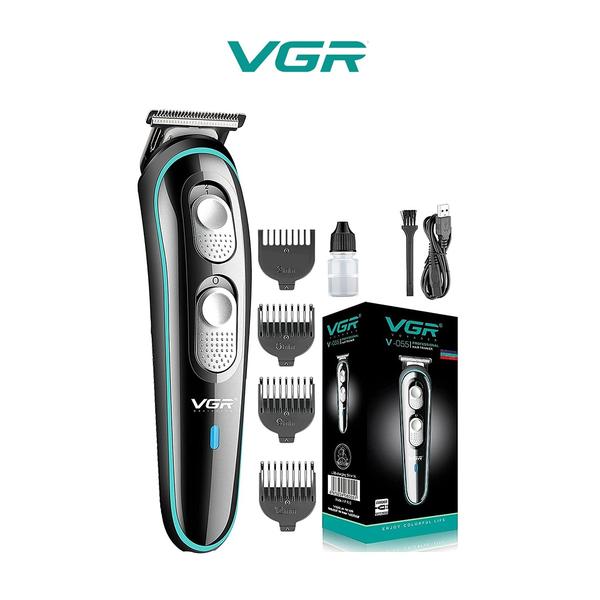 VGR V-055 Professional Cordless Beard Hair Trimmer Kit Wireless Hair Grooming Trimmers with 4 Guide Combs Brush USB Cord for Men, Family or Pets Rechargeable Li-ion Battery 120 mins Runtime