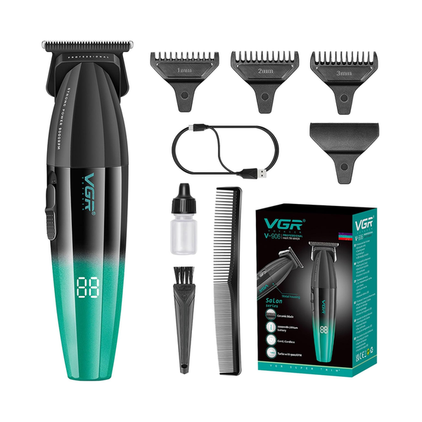 VGR V-906 Fresh Fade Professional Hair Trimmer, 9000rpm Zero Gapped Beard Trimmer for Men, DLC T-Blade Cordless Hair Clipper for Barbers and USB Rechargeable