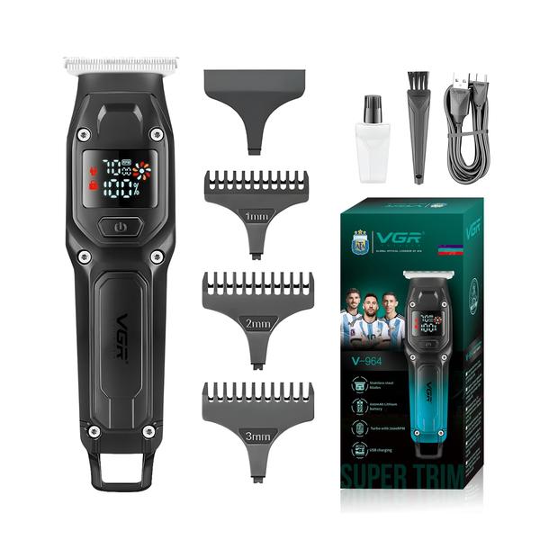 VGR V-964 Professional Hair Trimmer for Men, Turbo Mode, LED Display, 1.5 Hour Runtime, Quick Charge, Stainless Steel Blades, Cord/Cordless Use, LED Display, 3 Cutting Lengths