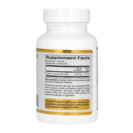 California Gold Nutrition Vitamin C, 1,000 mg, 60 Veggie Capsules