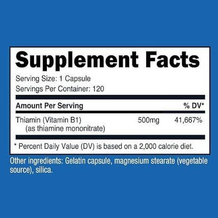 Nutricost Vitamin B1 (Thiamine) 500mg, 120 Capsules