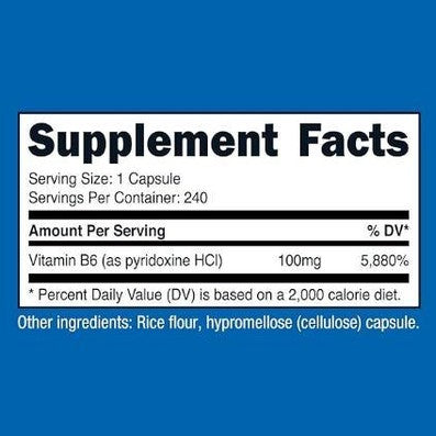 Nutricost Vitamin B6 (Pyridoxine HCl) 100mg, 240 Capsules