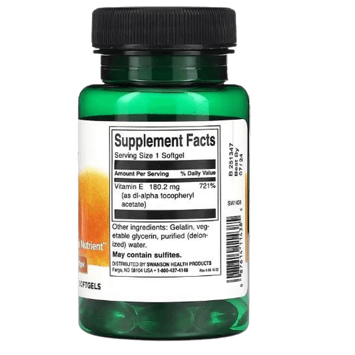Swanson Vitamin E – 180 mg (400 IU) | 60 Softgels