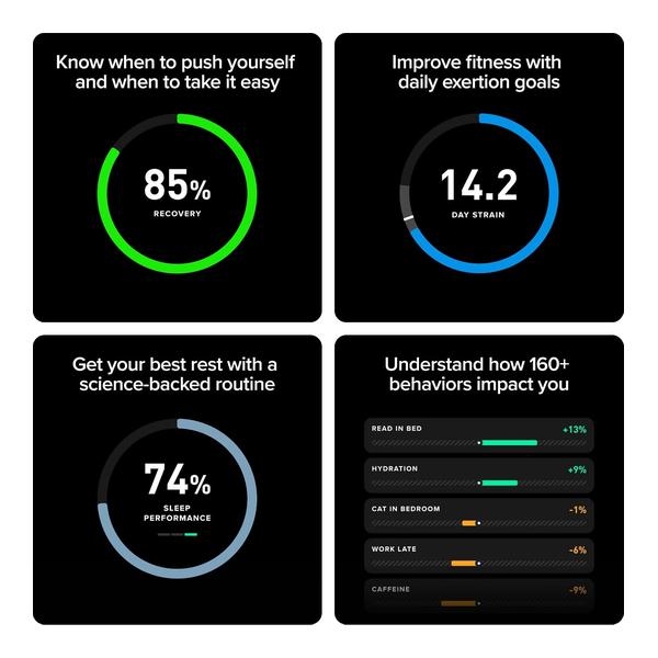 WHOOP Peak – 12-Month Membership – 5.0 Health and Fitness Wearable – 24/7 Activity and Sleep Tracker with Heart Rate, HRV, Stress Monitor, Personalized Coaching, Healthspan – 14+ Days Battery Life