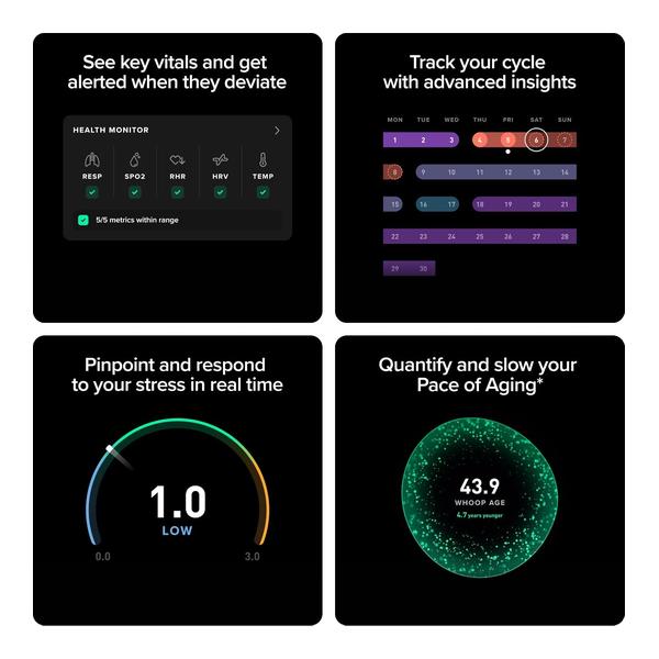 WHOOP Peak – 12-Month Membership – 5.0 Health and Fitness Wearable – 24/7 Activity and Sleep Tracker with Heart Rate, HRV, Stress Monitor, Personalized Coaching, Healthspan – 14+ Days Battery Life