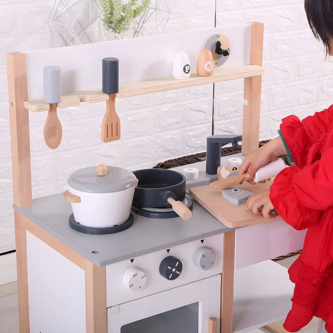 Wooden kitchen Toy Set For 3-6-Year-Old Boys And Girls
