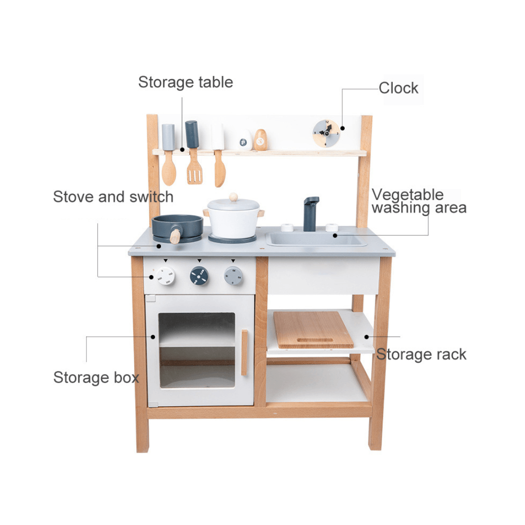 Wooden kitchen Toy Set For 3-6-Year-Old Boys And Girls