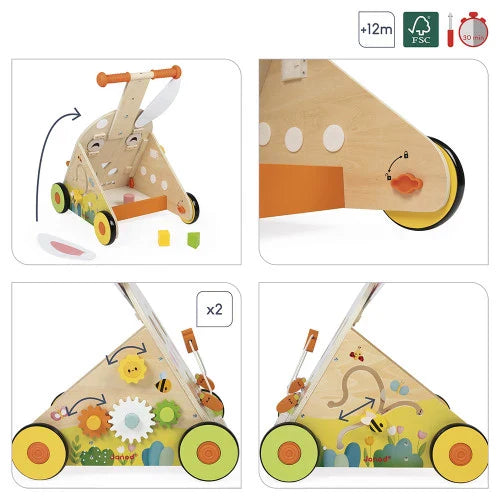 Janod - Wooden Rabbit Multi Activity Cart