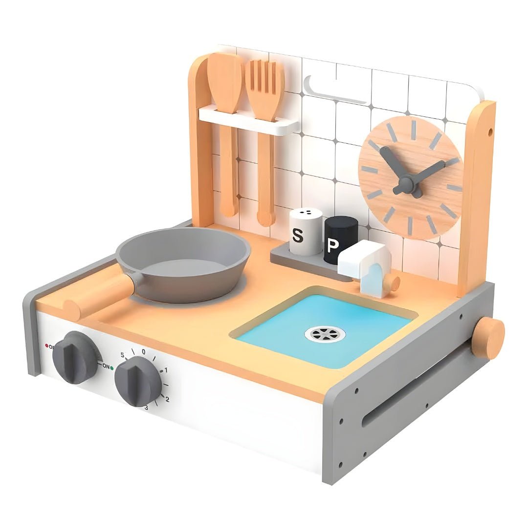Mini Wooden Tabletop Kitchen for Kids 3 Years +