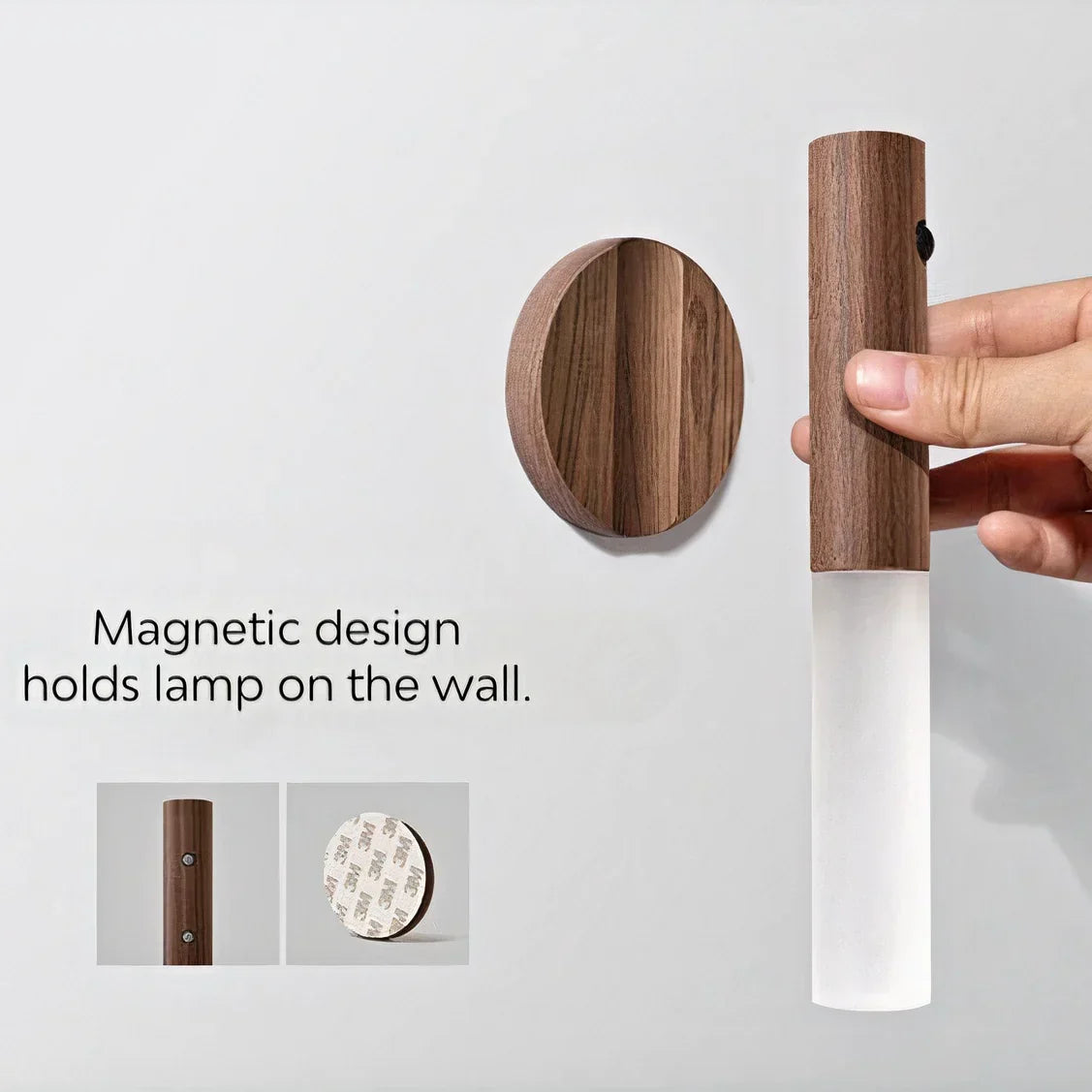 Wooden LED Motion Sensing Wall Lamp مصباح جداري خشبي بحساس حركة