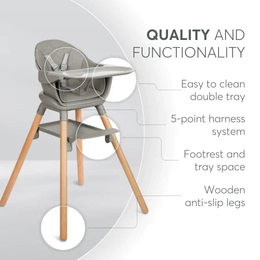 Kikkaboo - Highchair 6in1 - Woody Grey 2024