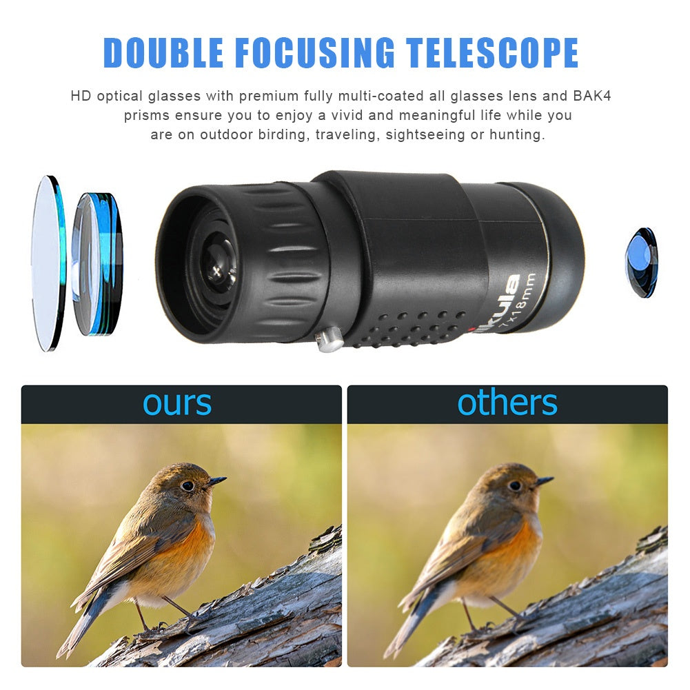 Monocular Telescope 7X18 Fully Coated Optics BAK4 Prisms Mini Monocular With Night Vision For Outdoor Hunting Camping