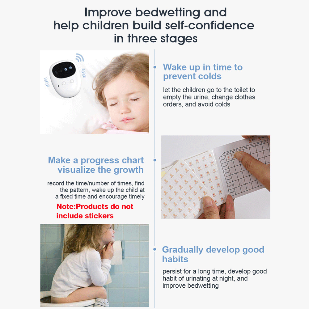 Wireless Bedwetting Alarm Pee Alarm with Receiver Potty Training Elder Care 10-20M Range Vibration Reminding