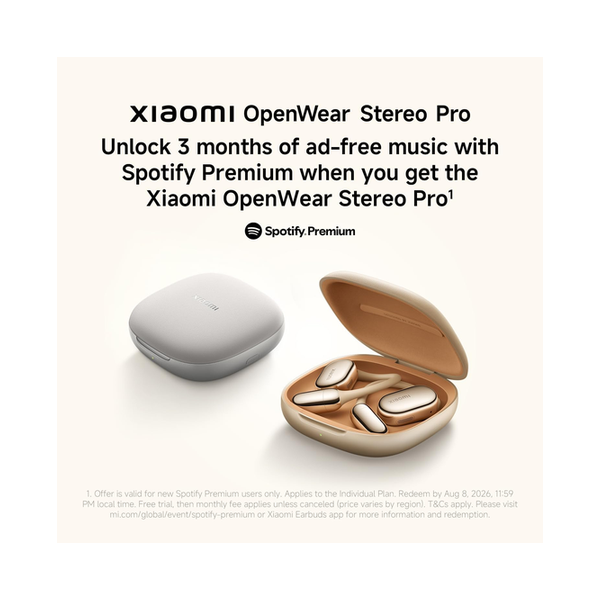 Xiaomi OpenWear Stereo Pro Workout Earbuds All-Day Comfort & Secure Fit 8.5h/45h Long Battery Life Anti-Sound-Leakage Independent Spatial Audio with Head Tracking Hi-Res Audio certification