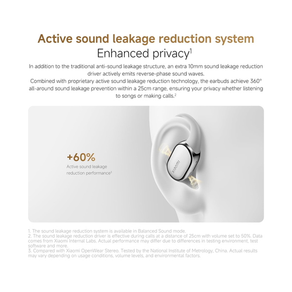 Xiaomi OpenWear Stereo Pro Workout Earbuds All-Day Comfort & Secure Fit 8.5h/45h Long Battery Life Anti-Sound-Leakage Independent Spatial Audio with Head Tracking Hi-Res Audio certification