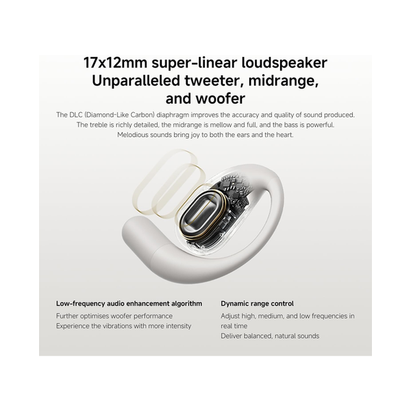 Xiaomi OpenWear Stereo - True Wireless Bluetooth Headphone, Open-ear design, Hi-Res Audio, 17x12mm dynamic driver, 10mm sound leakage reduction driver, Up to 38.5h batterylife
