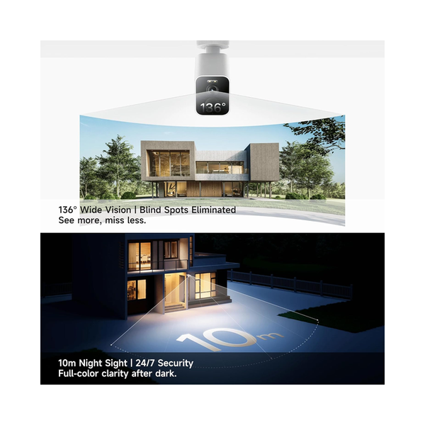 Xiaomi Outdoor Camera BW500: 2.5K Battery Security Camera Wireless with Color Night Vision, Optional Solar Panel, IP67 Weatherproof, 136° Wide View Home