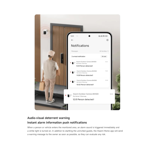 Xiaomi Outdoor Camera BW500: 2.5K Battery Security Camera Wireless with Color Night Vision, Optional Solar Panel, IP67 Weatherproof, 136° Wide View Home