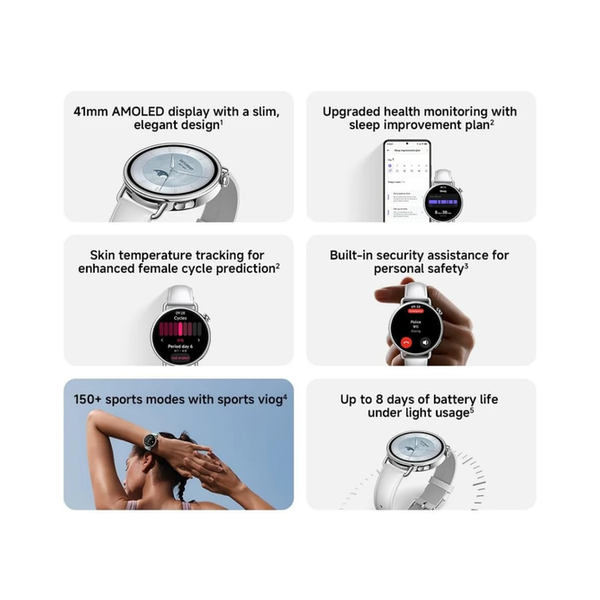 Xiaomi Watch S4 41mm AMOLED display with a Slim, Elegant Design, Strap White