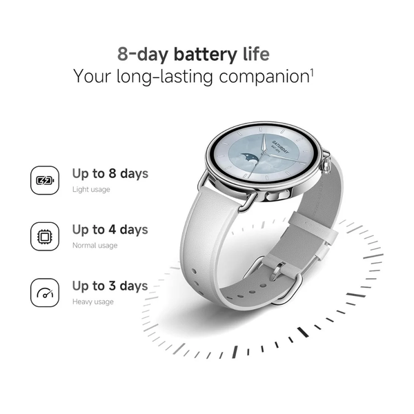 Xiaomi Watch S4 41mm AMOLED display with a Slim, Elegant Design, Strap White