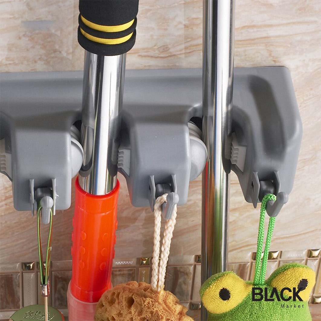Wall Mount Mop Holder  with Hooks Heavy Duty