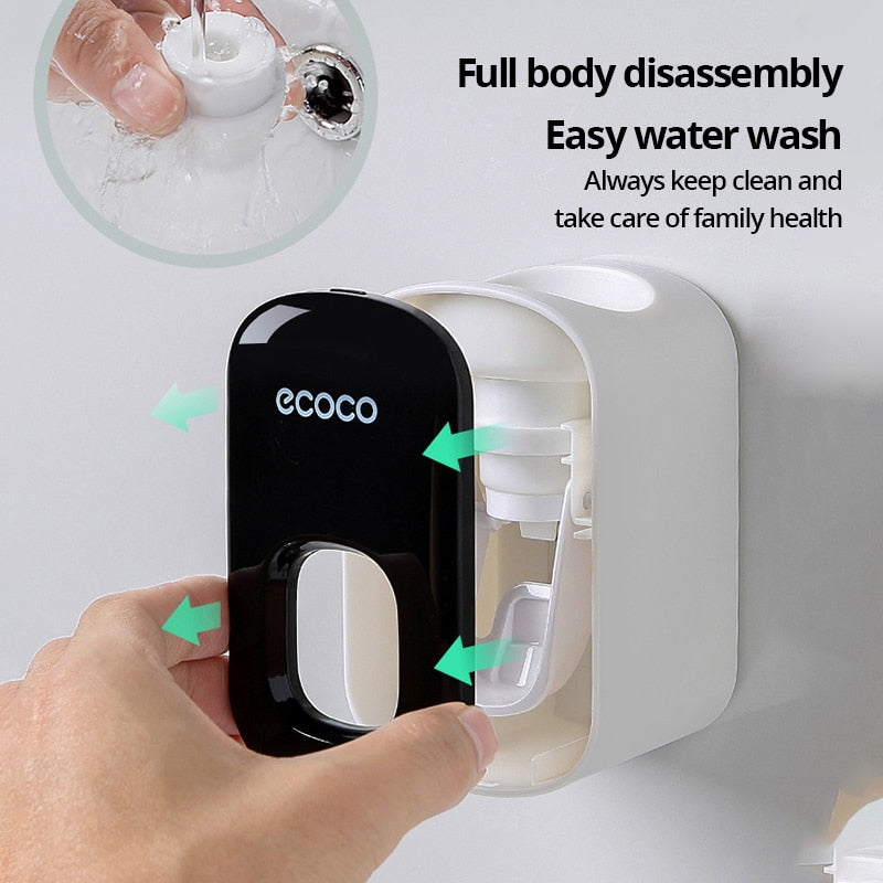ECOCO Waterproof Toothpaste Squeezer Automatic Toothpaste Dispenser Wall Mount Bathroom Bathroom Accessories Toothbrush Holder