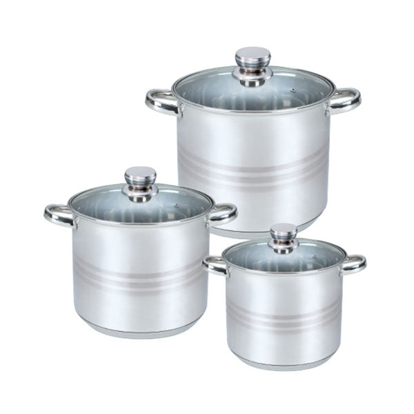 Zilan, Stainless Steel 6Pcs Set 20+22+24Cm Glass Lid Induction - ZLN4045