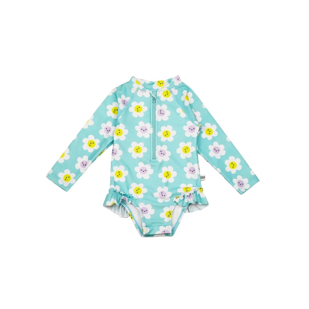 Zoocchini - Girls Long Sleeve Swimsuit - UPF 50+ - Daisy  12-24M